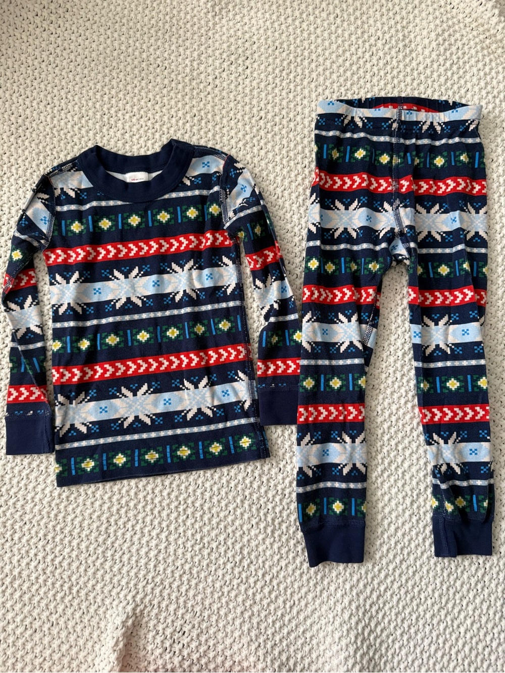 Hanna Andersson Toddler Long John Pajama Set Scandi Snowflake Fairisle 4T